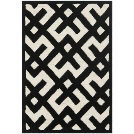 SAFAVIEH Chatham Hand Tufted Square Rug- Ivory - Black- 7 x 7 ft. CHT719A-7SQ